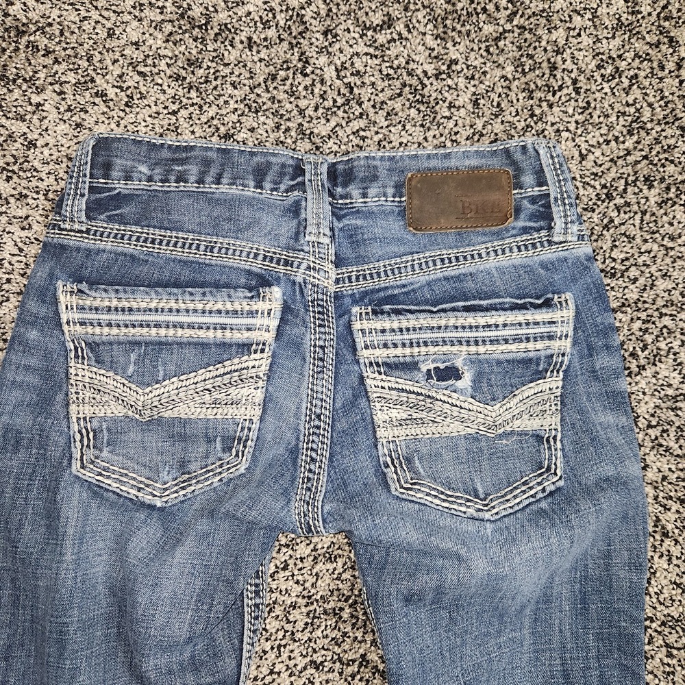 bke Buckle aiden straight jeans Men's 27 Short, Button Fly,Destruction Western